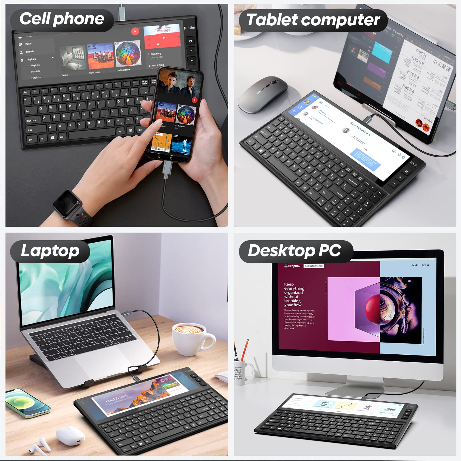 FICIHP K1　タッチスクリーン付きキーボード Amazon | Fagomfer FICIHP K1 12.6インチ ポータブルモニター